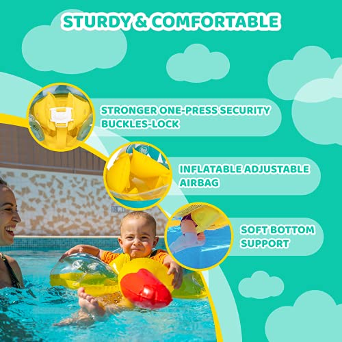 Inflatable Pool Float with SPF 50+ Sun protective canopy & Bottom Support Tail (10-24 Months)