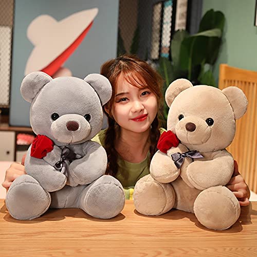 SHAFISH Cute Plush Rose Bear Stuffed Animal Teddy Bear Plush Toy Gift for Children and Girls(Light Brown,23cm/9in)
