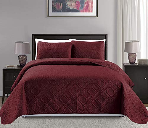 Burgundy Diamond Bedspread Set (King/Cal King)
