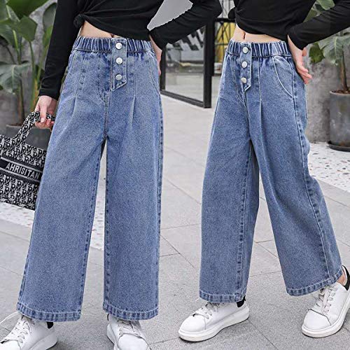Washed Elastic Waist Jeans for Girls