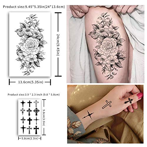 Yazhiji 49 Sheets Sexy Flowers Temporary Tattoos