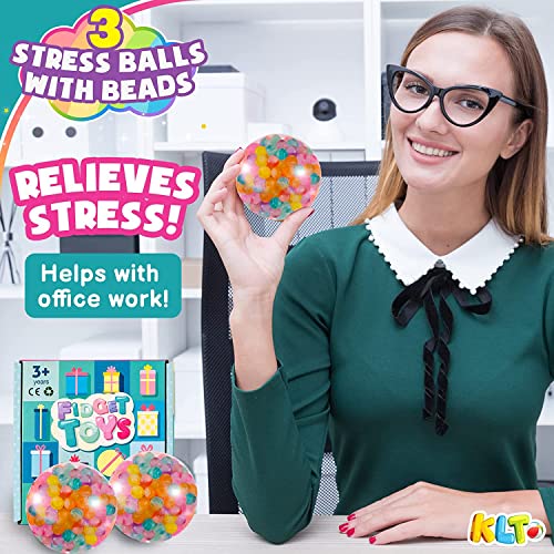 KLT Stress Balls for Kids & Adults - Squishy Fidget Toys with Water Beads