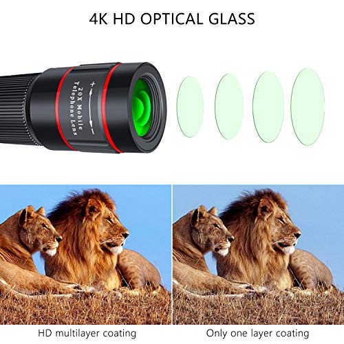 20X Zoom Telephoto Cell Phone Camera Lens for iPhone, Samsung and Android