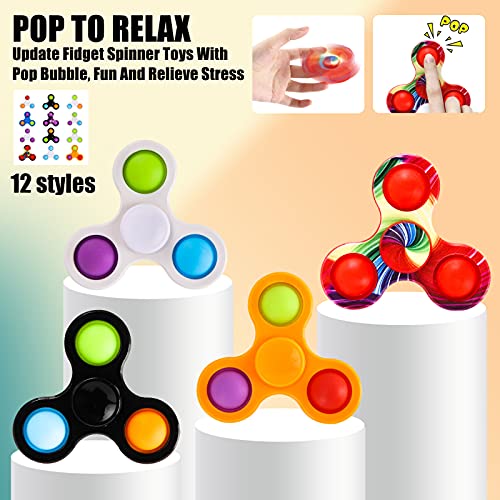 MILESTAR Pop Fidget Spinners, 12-Pack Simple Dimple Sensory Toy Set for Adults