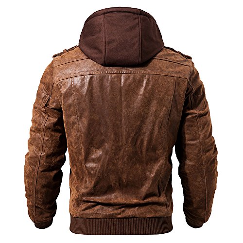 Men's Brown Leather Motorcycle Jacket, L