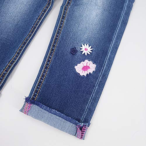 Embroidered Flower Slim Jeans for Girls