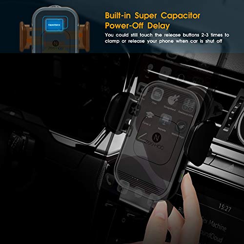 ZeeHoo Wireless Car Charger - Upgraded 15W Auto-Clamping Mount for iPhone 13/12/11 and Samsung S21, Black