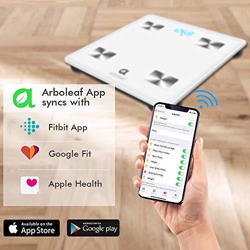 Arboleaf Smart Bathroom Scale - Body Weight, Fat & BMI Monitor