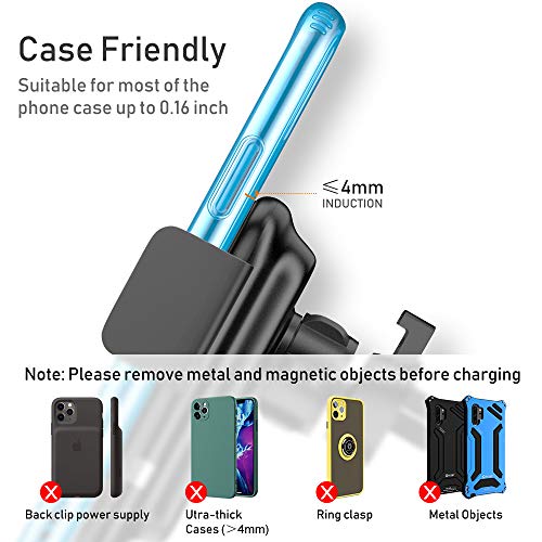 CTYBB Wireless Car Charger with Auto-Clamping Air Vent Mount and QC3.0 Charger, 10W Fast Charging for Samsung and iPhone