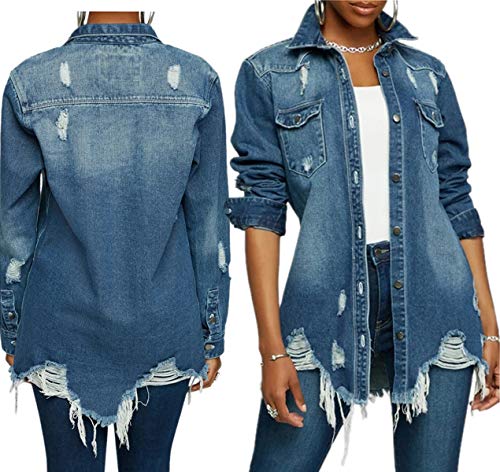 Distressed Ripped Oversized Denim Jacket