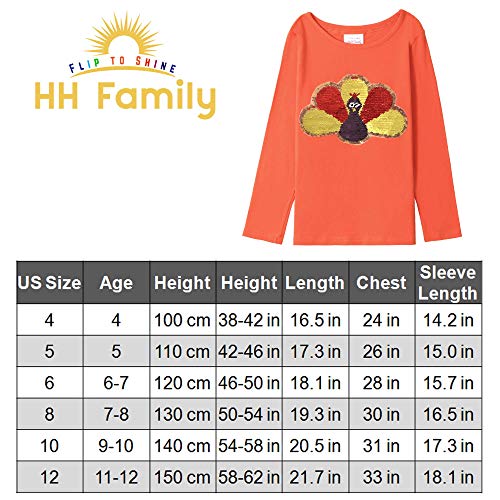 Flip Sequin Turkey Tee (Thanksgiving, Girls/Boys, Orange, 6)