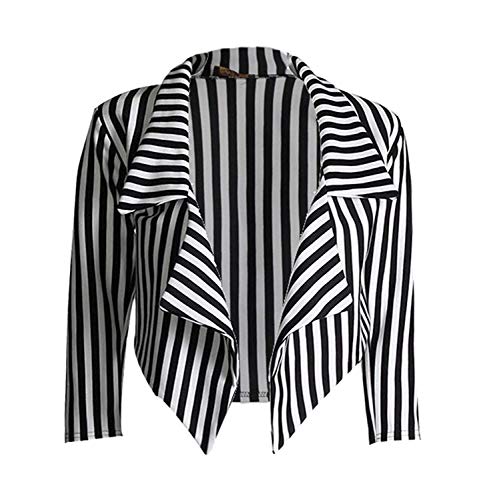 Loxdonz Women's Striped Crop Blazer Jacket