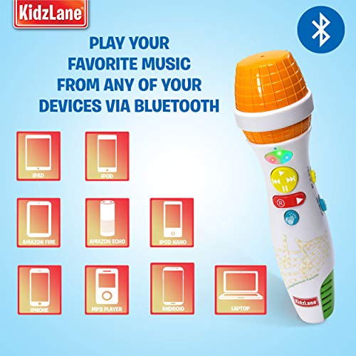 Kidzlane Bluetooth Kids Microphone with Voice Changer & Nursery Rhymes