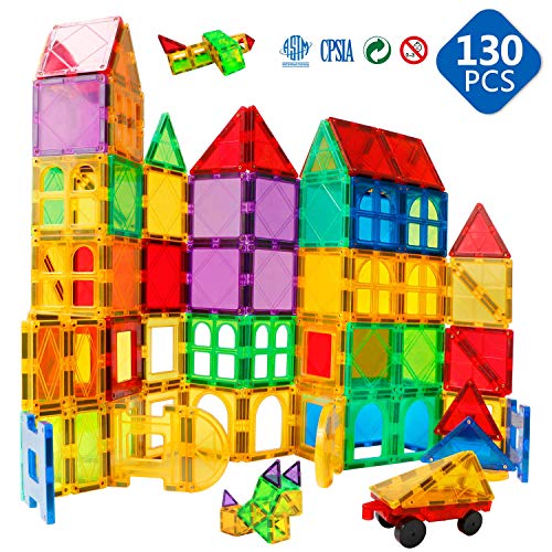 Magnet Building Tiles - 130 Pieces for Kids