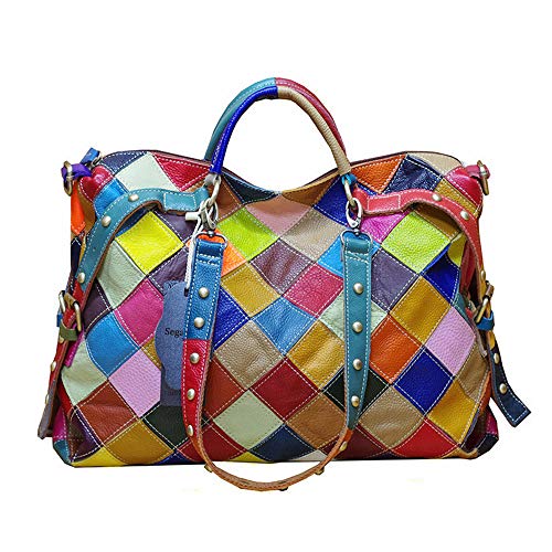 Segater Multicolor Genuine Leather Tote Purse