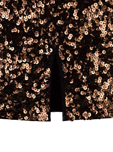 Stretchy Sequin Pencil Skirt (Gold, M)