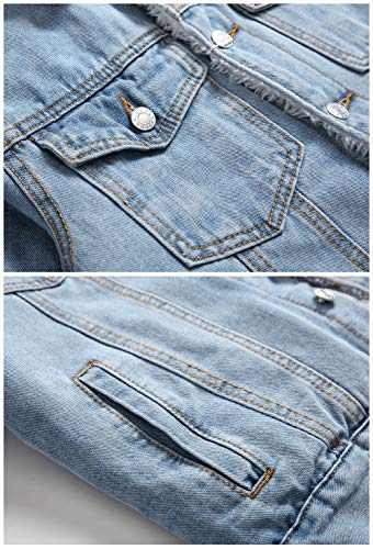 LZLER Men's Fleece Jean Jacket Winter Cotton Sherpa Lined Denim Trucker Jacket(805lightBlue,L)