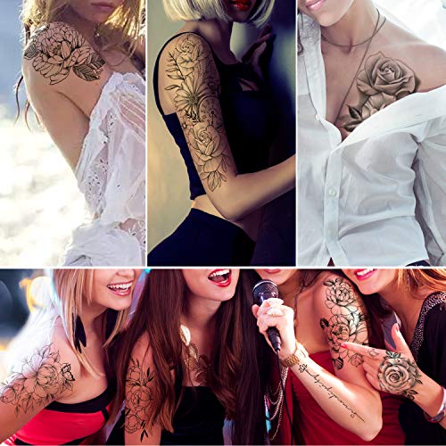 Yazhiji 49 Sheets Sexy Flowers Temporary Tattoos