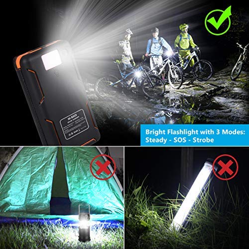 Hiluckey 25000mAh Charger with 4 Solar Panels for Outdoor Charging