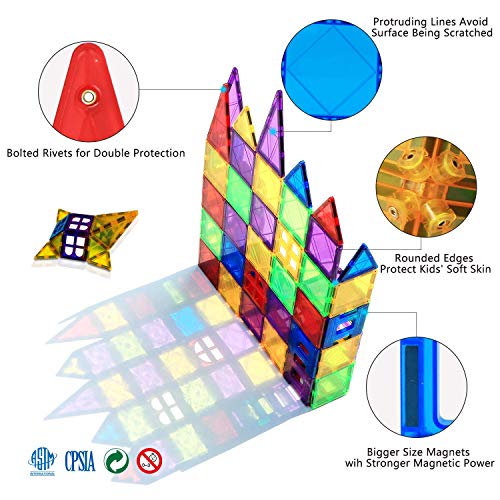 Magnet Building Tiles - 130 Pieces for Kids