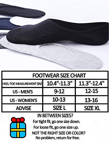 Men's No Show Socks (Size 9-12, 6 Packs)