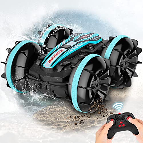 Remote Control Car for Boys Girls, Kids Toys Amphibious Remote Control Boat RC Cars for Age 3 5 4 7 8 12, 2.4GHz Vehicle Waterproof RC Monster Stunt Trucks Christmas Stocking Stuffers Birthday Gifts