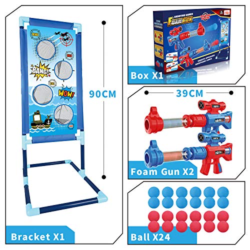 OleFun Shooting Game Toy for Kids - 2 Foam Ball Guns & Target - Compatible with Nerf Guns