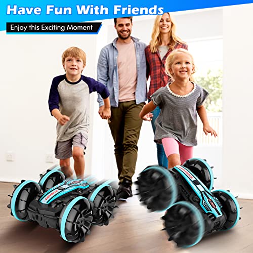 Remote Control Car for Boys Girls, Kids Toys Amphibious Remote Control Boat RC Cars for Age 3 5 4 7 8 12, 2.4GHz Vehicle Waterproof RC Monster Stunt Trucks Christmas Stocking Stuffers Birthday Gifts