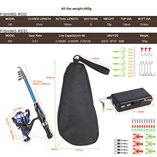 Leo Kids Fishing Combo 130CM with Kit & Bag