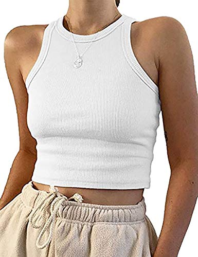Rib-Knit Racerback Crop Tank Top