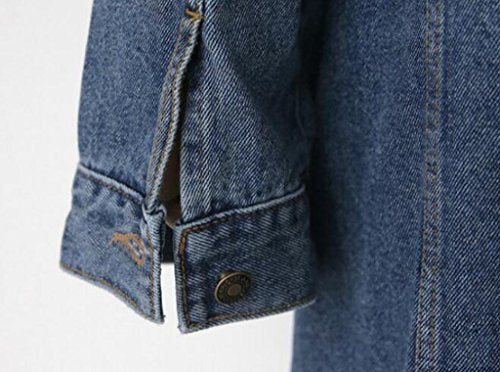 Jofemuho Long Button Down Denim Trench Coat