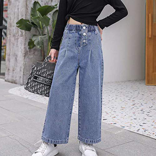 Washed Elastic Waist Jeans for Girls