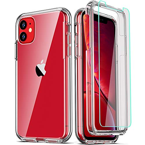 COOLQO 3-in-1 Clear Case with 2 Tempered Glass Screen Protectors for iPhone 11