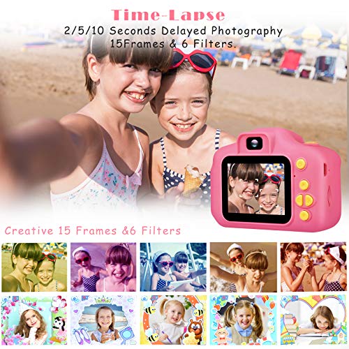 Desuccus Kids Camera Toys for Girls with 5 Games & 32GB SD Card - Pink