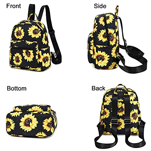Small Black Sunflower Backpack Purse