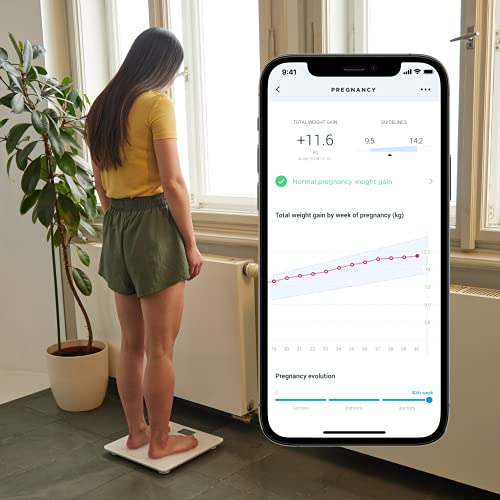 Withings Body+ - Digital Wi-Fi Smart Scale with Automatic Smartphone App Sync, Full Body Composition Including, Body Fat, BMI, Water Percentage, Muscle & Bone Mass, with Pregnancy Tracker & Baby Mode
