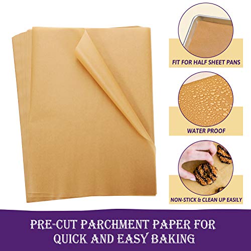 Hiware 200-Piece Parchment Paper Baking Sheets 12 x 16 Inch, Precut Non-Stick Parchment Sheets for Baking, Cooking, Grilling, Air Fryer and Steaming - Unbleached, Fit for Half Sheet Pans