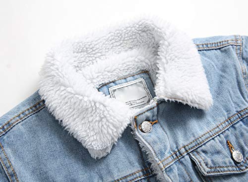 LZLER Men's Fleece Jean Jacket Winter Cotton Sherpa Lined Denim Trucker Jacket(805lightBlue,L)
