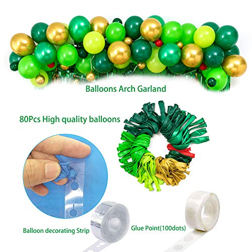 Dinosaur Birthday Party Decorations&Balloons Arch Garland Kit(Gold,Green),Dinosaurs Balloons,Happy Birthday Balloons,Curtains,for Dino Themed Kid's Party,Shower,Celebration.