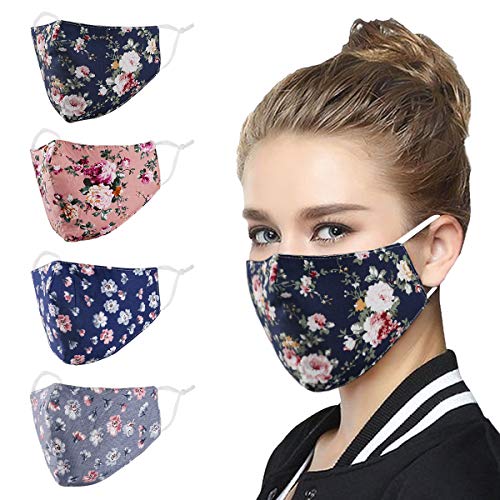 Reusable Floral Face Mask with Adjustable Ear Loops