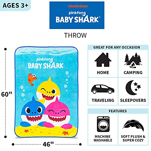 Baby Shark Super Soft Micro Raschel Throw - 46 in x 60 in