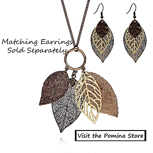 POMINA Two Tone Filigree Leaf Necklace