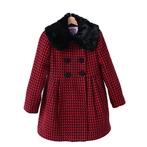 Thick Wool Plaid Dress Coat for Girls