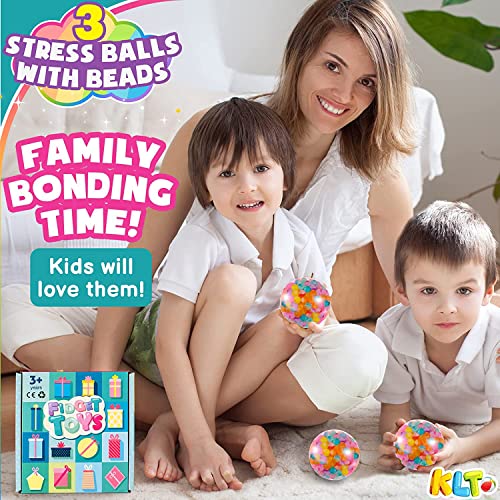 KLT Stress Balls for Kids & Adults - Squishy Fidget Toys with Water Beads