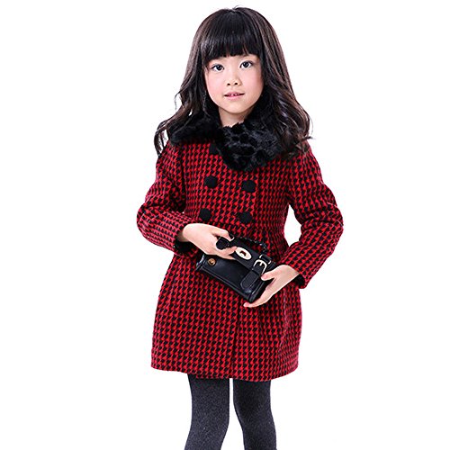 Thick Wool Plaid Dress Coat for Girls