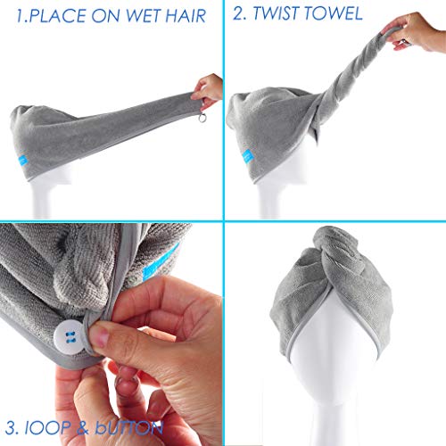 YoulerTex Microfiber Hair Towel Wrap for Women (2 Pack)