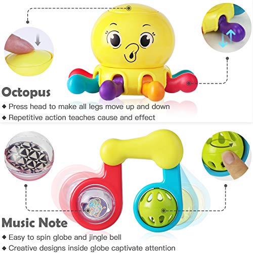 iPlay, iLearn 10pcs Baby Rattle Toy Set - Shakers, Teethers, and Musical Toys for Early Education