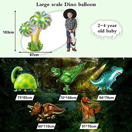 Dinosaur Birthday Party Decoration Set, 92 Pcs Set With Dinosaur Themed Party Favors Include Dinosaurs Balloons, Happy Birthday Banner,Backdrop,Paper Fan,Curtains,Pump Perfect For Your Kid's Party