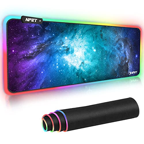 NPET MP02-SP RGB Gaming Mouse Pad, Cloth Mouse Pad, Anti-Slip Base, Rollable & Portable