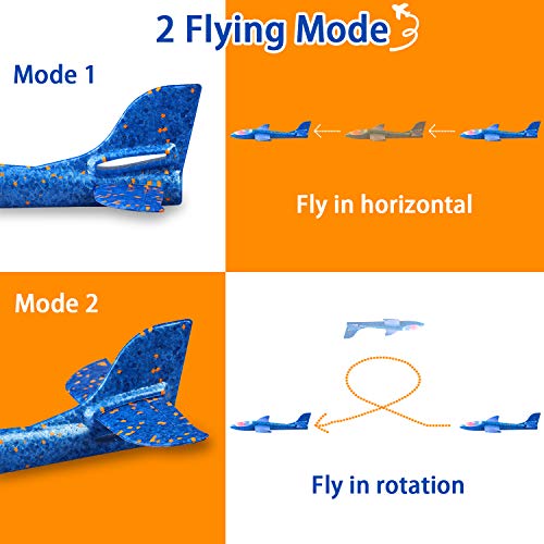 LED Light Airplane - Large Throwing Foam Plane for Kids Outdoor Play-2-Pack
